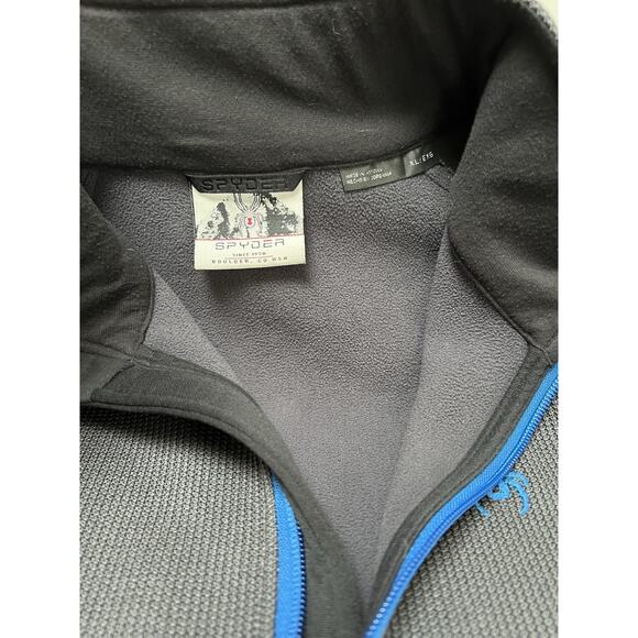 Spyder Gait Knit Sweater Men's XL Gray Black Blue Long Sleeve 1/4 Zip Polyester - Picture 4 of 10